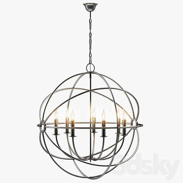 Foucault’s Iron Orb Chandelier Rustic Iron Medium 3DS Max Model - thumbnail 3