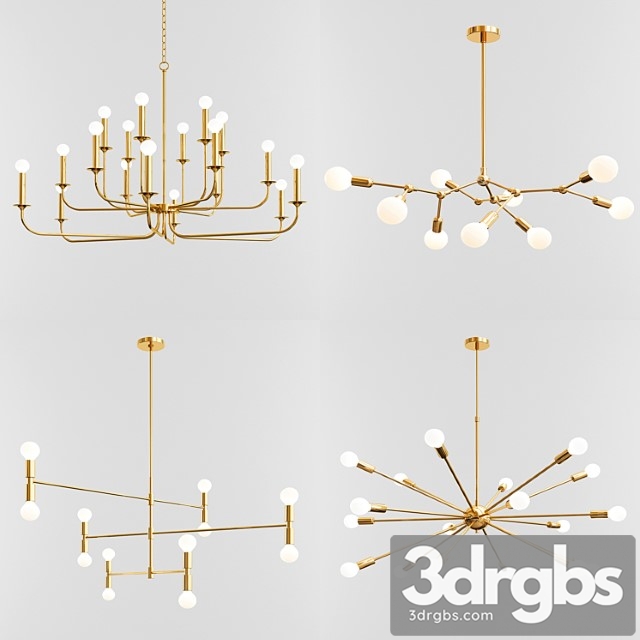 Four exclusive chandelier collection 2 3dsmax Download - thumbnail 1