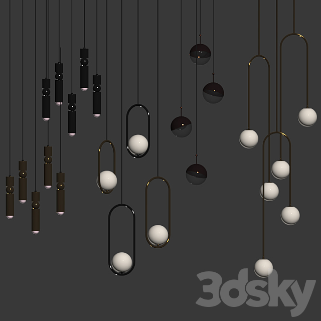 Four Hanging Light Set 01 3DS Max Model - thumbnail 2