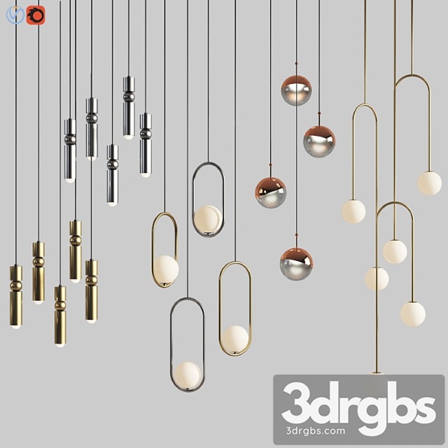 Four Hanging Light Set 01 3dsmax Download - thumbnail 1