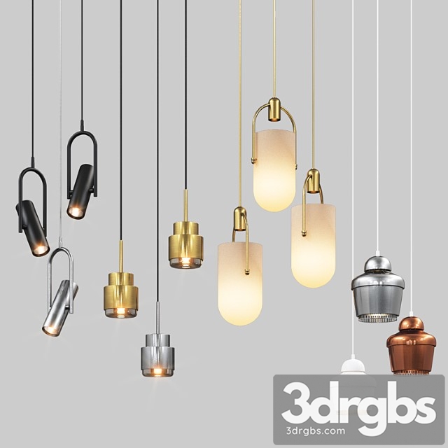 Four hanging light set 02 3dsmax Download - thumbnail 1