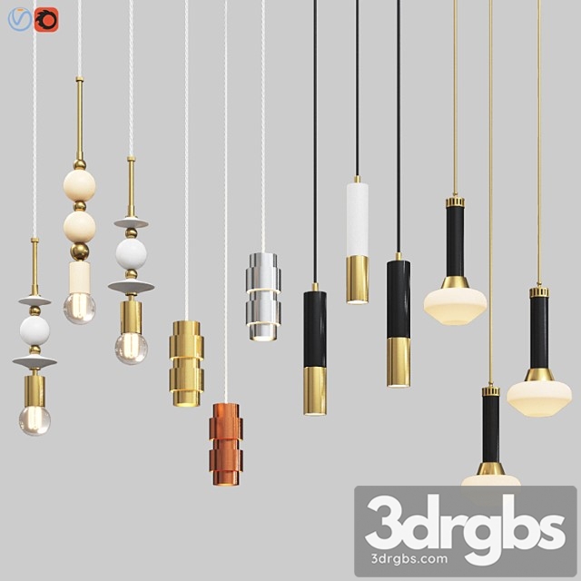 Four hanging light set 03 3dsmax Download - thumbnail 1