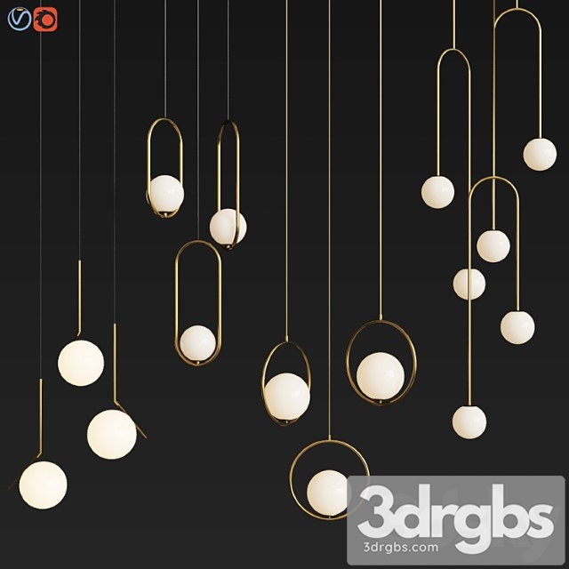 Four hanging light set 04 3dsmax Download - thumbnail 1