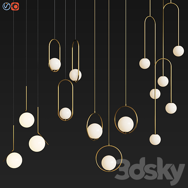 Four Hanging Light Set 04 3DSMax File - thumbnail 1