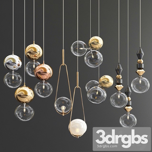 Four Hanging Lights 41 Exclusive Glass Ball 3dsmax Download - thumbnail 1