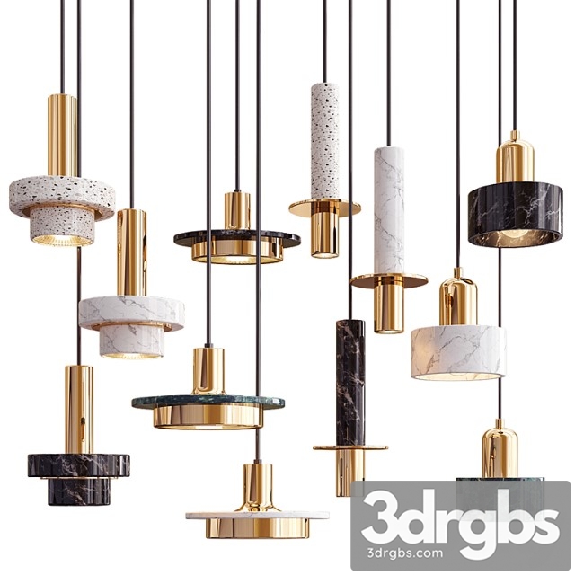 Four hanging lights 47 exclusive marble 3dsmax Download - thumbnail 1