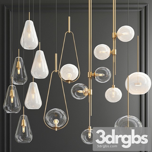 Four Hanging Lights 56 Milk Clear 3dsmax Download - thumbnail 1