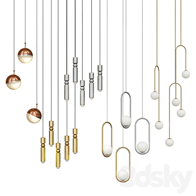 Four Hanging Lights_3 3DSMax File - thumbnail 1