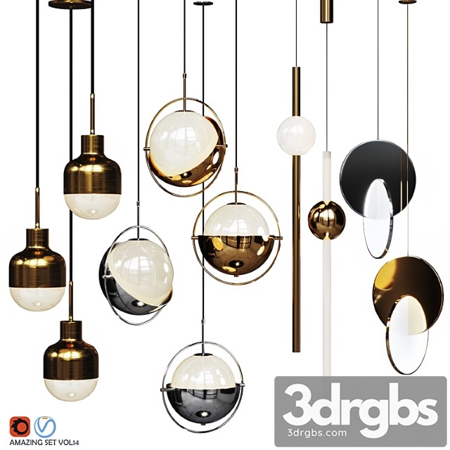 Four pendant lights amazing set vol. 14 3dsmax Download - thumbnail 1