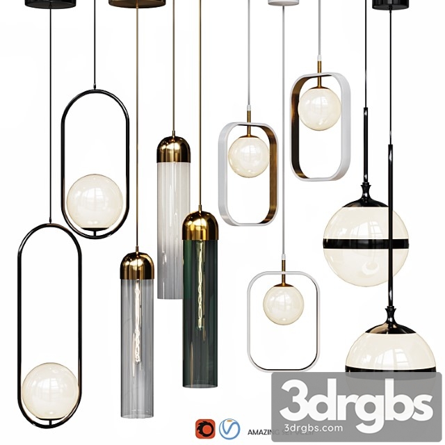 Four pendant lights amazing set vol. 17 3dsmax Download - thumbnail 1