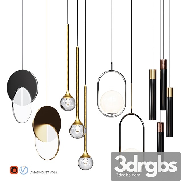 Four pendant lights amazing set vol.4 3dsmax Download - thumbnail 1