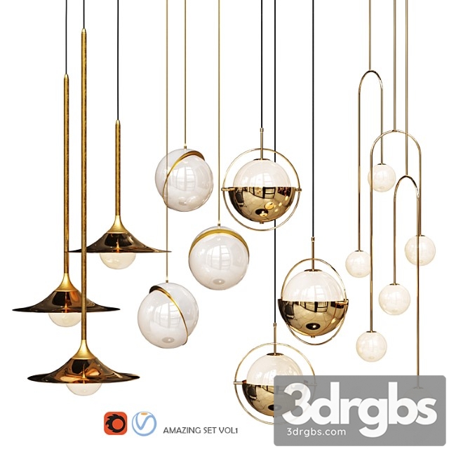 Four pendant lights amazing set vol1 3dsmax Download - thumbnail 1