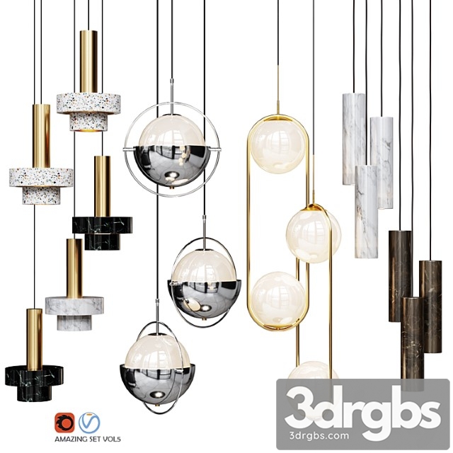 Four pendant lights amazing set vol5 3dsmax Download - thumbnail 1