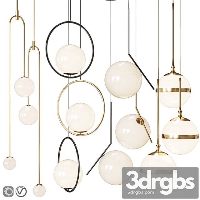 Four pendant lights scandinavian amazing set vol. 21 3dsmax Download - thumbnail 1