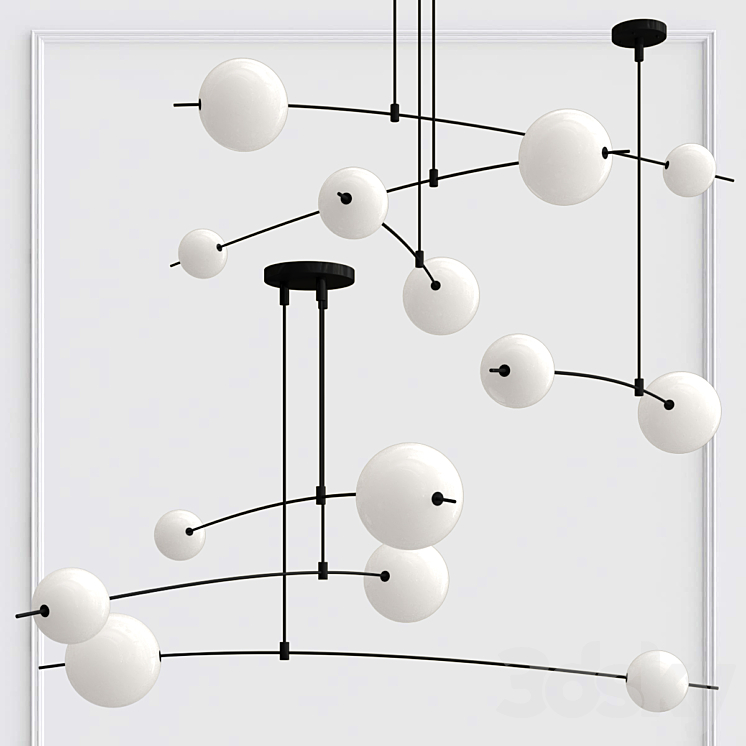 freer designer chandelier 3DS Max Model - thumbnail 2