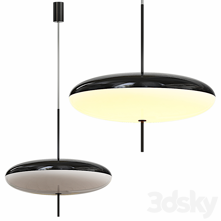 Gino Sarfatti Model No. 2065 Ceiling Light in Black and White 3DS Max Model - thumbnail 3