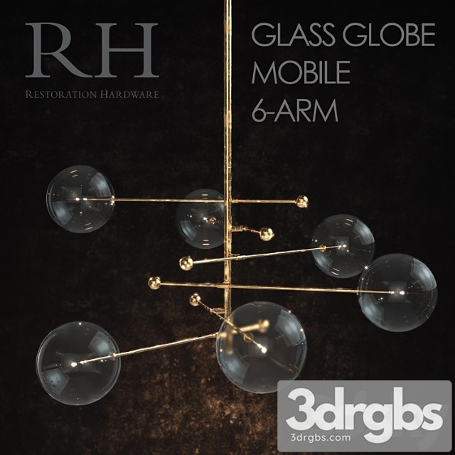 Glass Globe Mobile 6 Arm 3dsmax Download - thumbnail 1