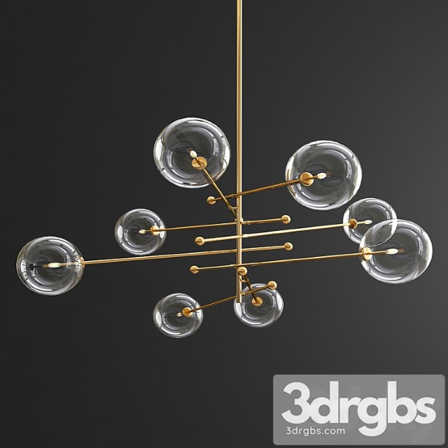 Glass globe mobile 8 arm chandelier – gold - thumbnail 1