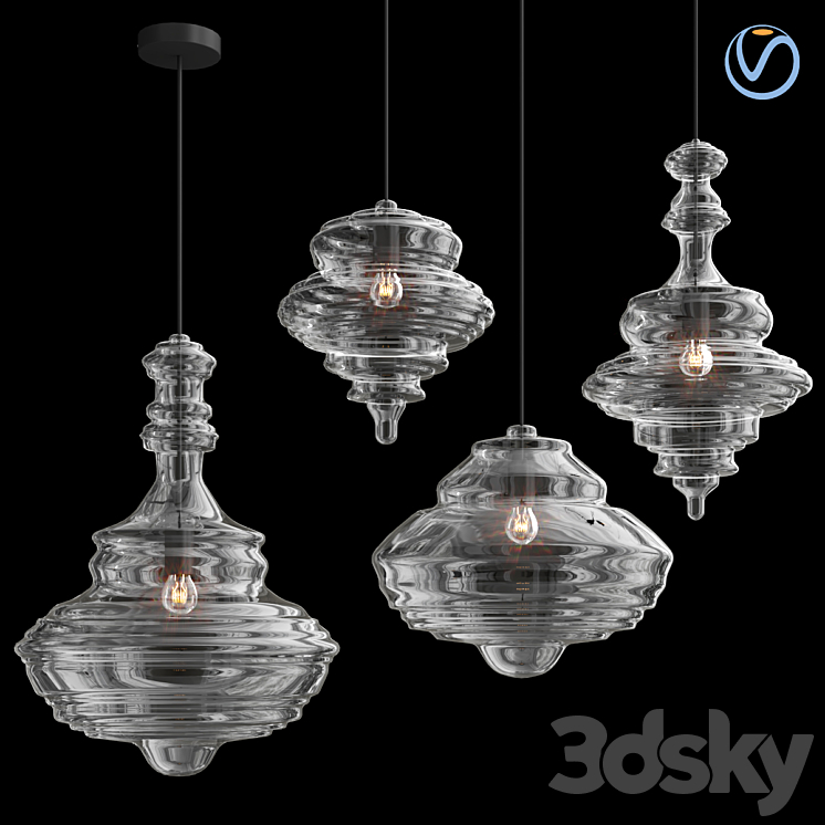 Glass suspension collection 3DS Max Model - thumbnail 1