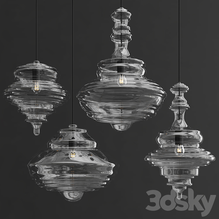 Glass suspension collection 3DS Max Model - thumbnail 2