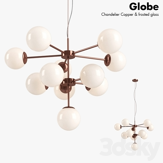 Globe Chandelier Copper Lamp 3DSMax File - thumbnail 1