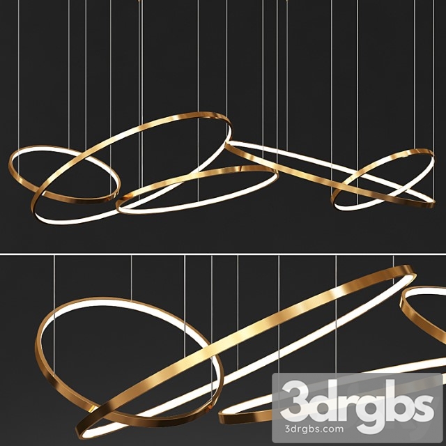 Gold ring chandelier 3 3dsmax Download - thumbnail 1