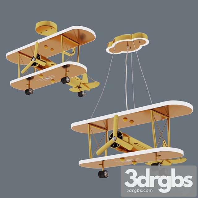 Golden chandelier airplane 3dsmax Download - thumbnail 1