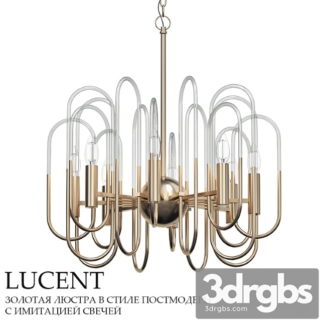 Golden Post Modern Chandelier 3dsmax Download - thumbnail 1