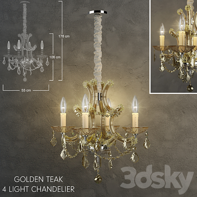 Golden Teak Chandelier 3DSMax File - thumbnail 1