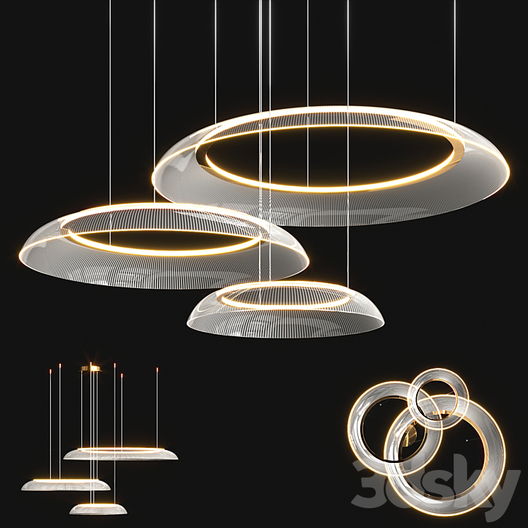 Graduated Circle Chandelier 3DS Max Model - thumbnail 1