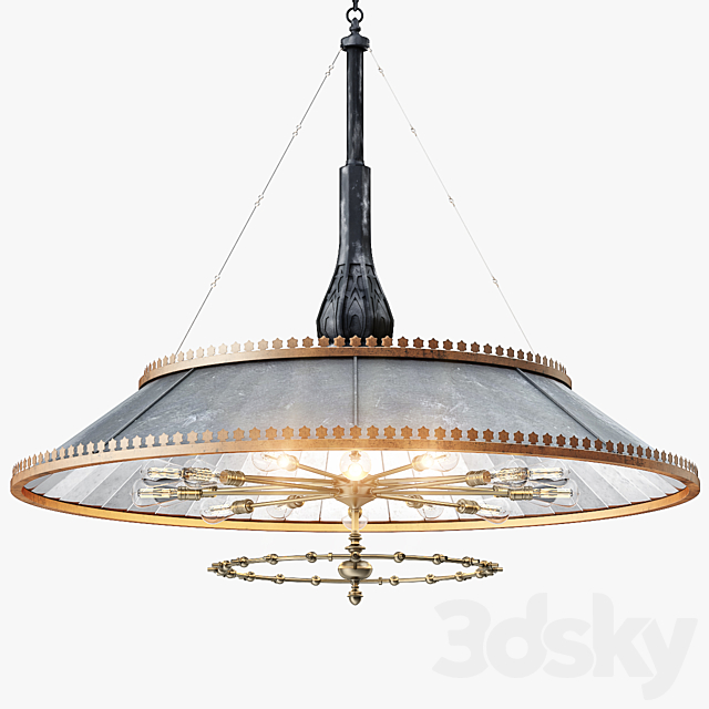 Grand 1800s Wheeler Mirrored Lamp 3DSMax File - thumbnail 1