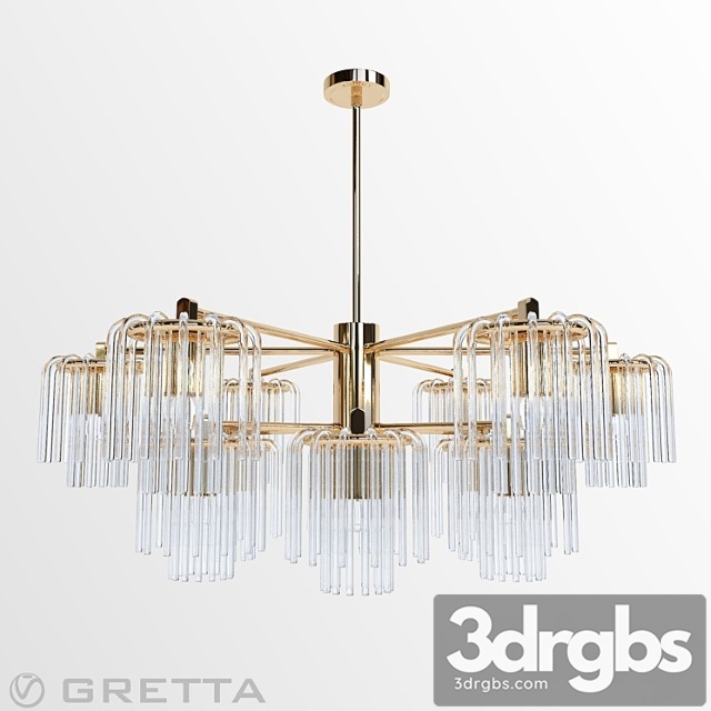 Gretta 12-light sputnik modern-linear-chandelier 3dsmax Download - thumbnail 1