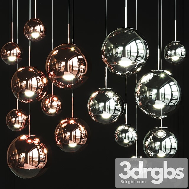 Gruppa Podvesnykh Svetilnikov Tom Dixon Mirror Ball Family Pendant 1 3dsmax Download - thumbnail 1