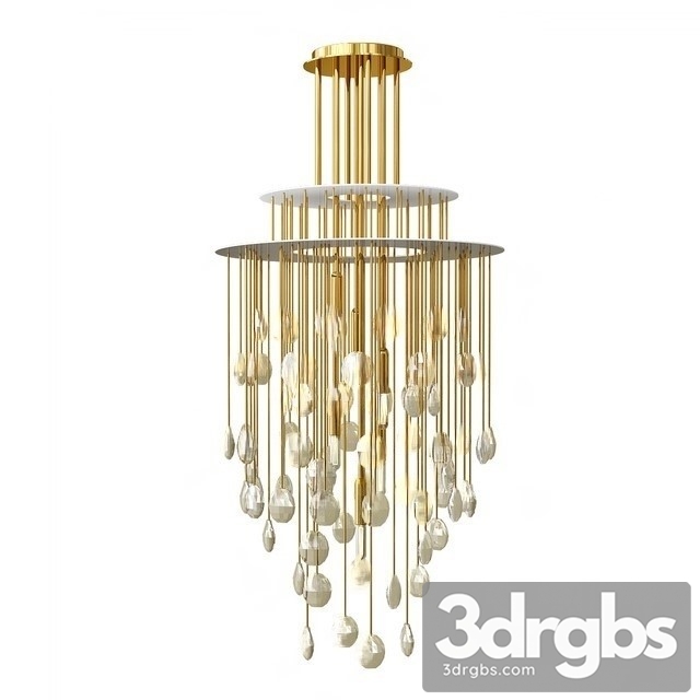 Hailee Med Chandelier Natural Brass Crystal 3dsmax Download - thumbnail 1