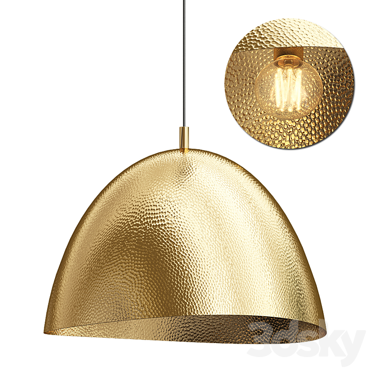 Hammered metal pendant 3DS Max Model - thumbnail 1