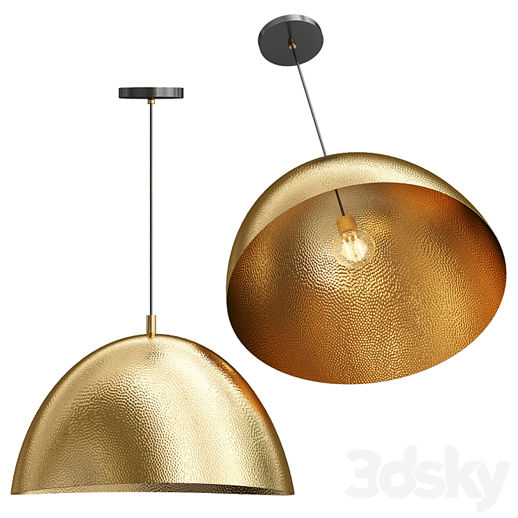 Hammered metal pendant 3DS Max Model - thumbnail 2