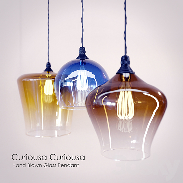 Hand Blown Glass Pendant Curiousa 3DS Max Model - thumbnail 2