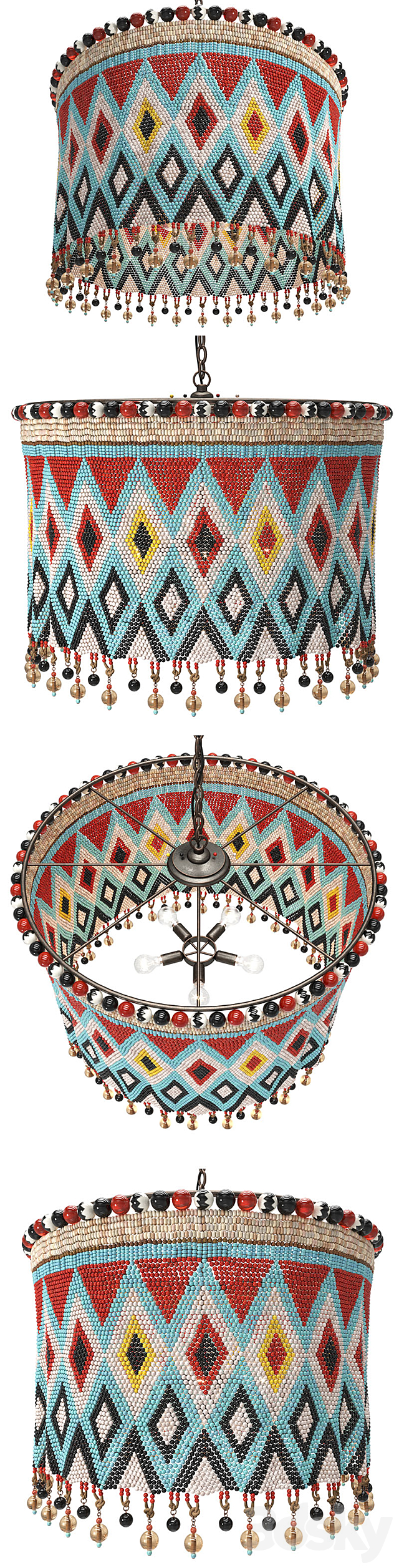 Handmade Chandelier of Beads 3DS Max Model - thumbnail 2