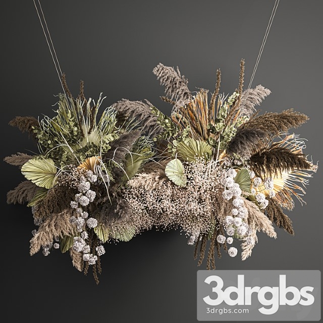 Hanging Bouquet And Installation Under Ceiling Decor Above Table From Dried Flower Palm Leaf And Pampas Grass 232 3dsmax Download - thumbnail 1