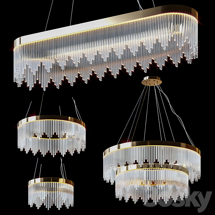 Hanging chandeliers FAIRYTALE by Romatti 3DS Max Model - thumbnail 3