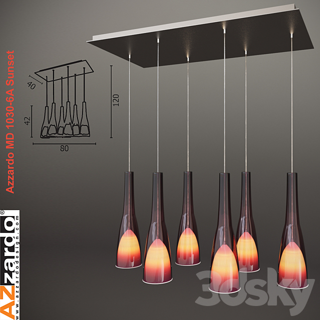 Hanging lamp Azzardo MD 1030-1A Sunset 3DS Max Model - thumbnail 3