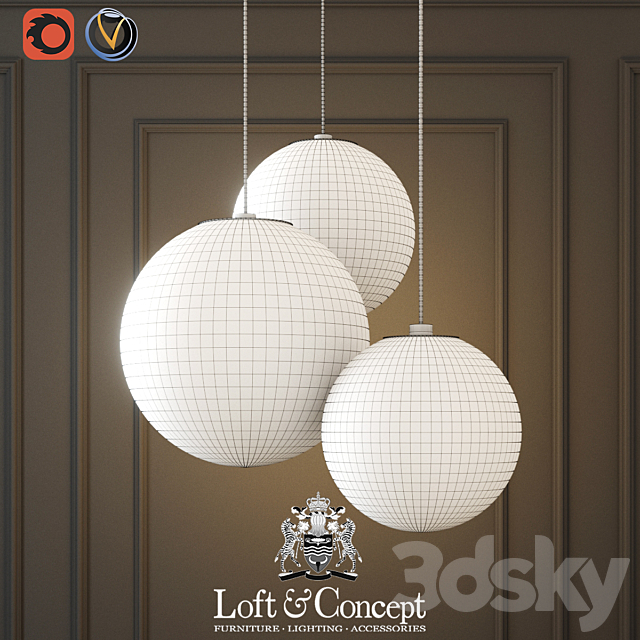 Hanging lamp glass ball ceiling lights 3DSMax File - thumbnail 2