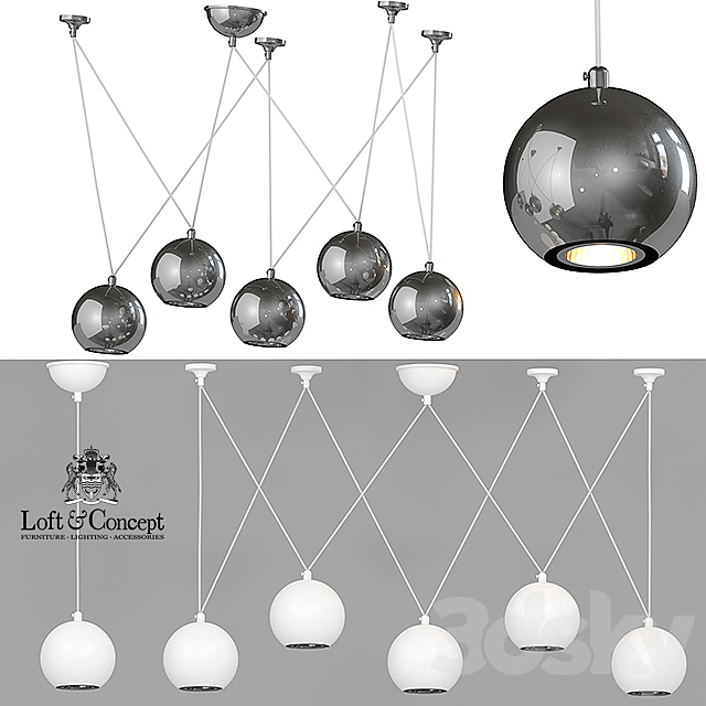 HANGING LAMP MULTISPHERE PENDANT SILVER 5 3DSMax File - thumbnail 1