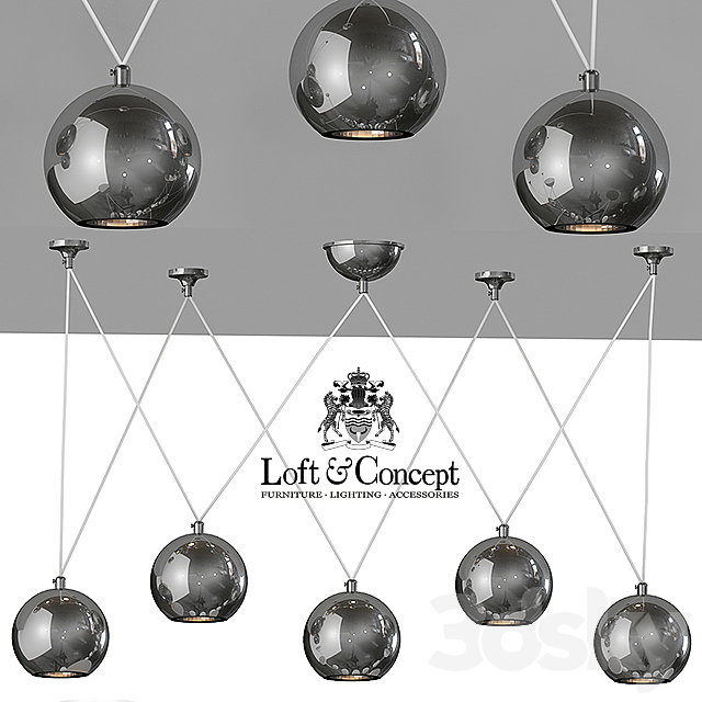 HANGING LAMP MULTISPHERE PENDANT SILVER 5 3DSMax File - thumbnail 2