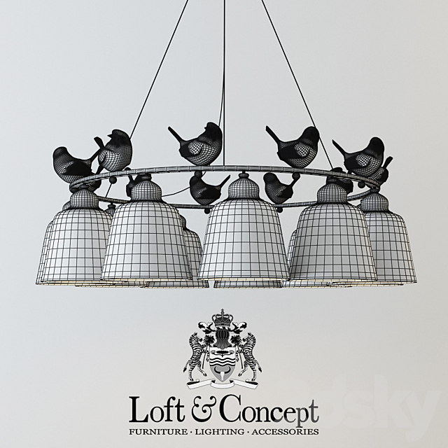 Hanging lamp provence bird chandelier 11 3DS Max Model - thumbnail 2