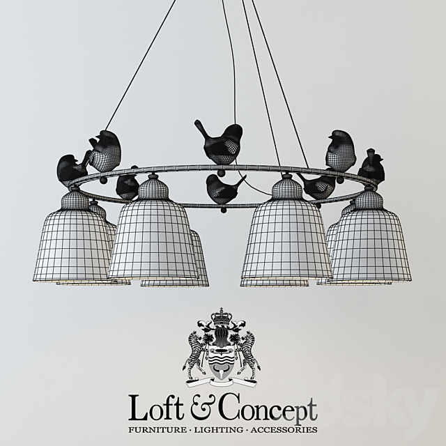 Hanging lamp provence bird chandelier 11 3DS Max Model - thumbnail 2