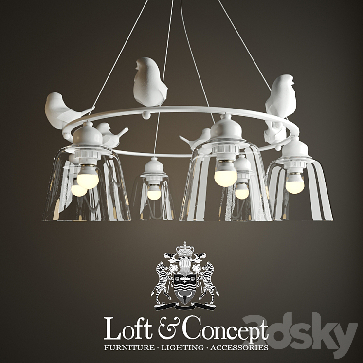 Hanging lamp provence bird chandelier 3DS Max - thumbnail 2