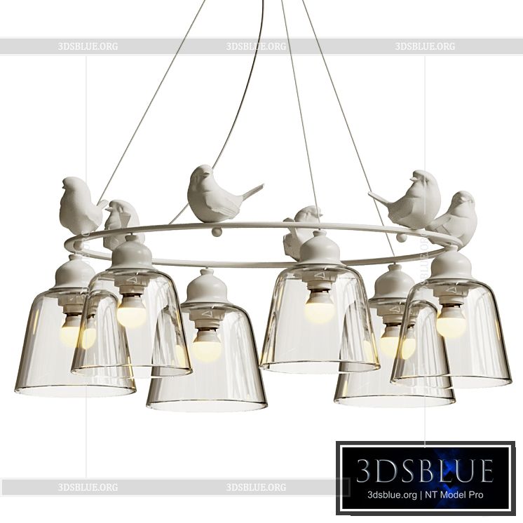 Hanging lamp provence bird chandelier 3DS Max - thumbnail 3