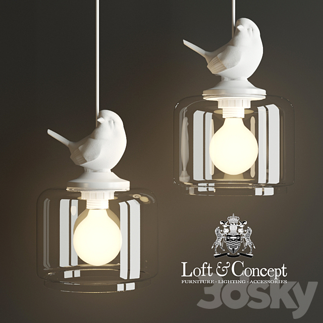 Hanging lamp provence bird pendant 3DSMax File - thumbnail 2