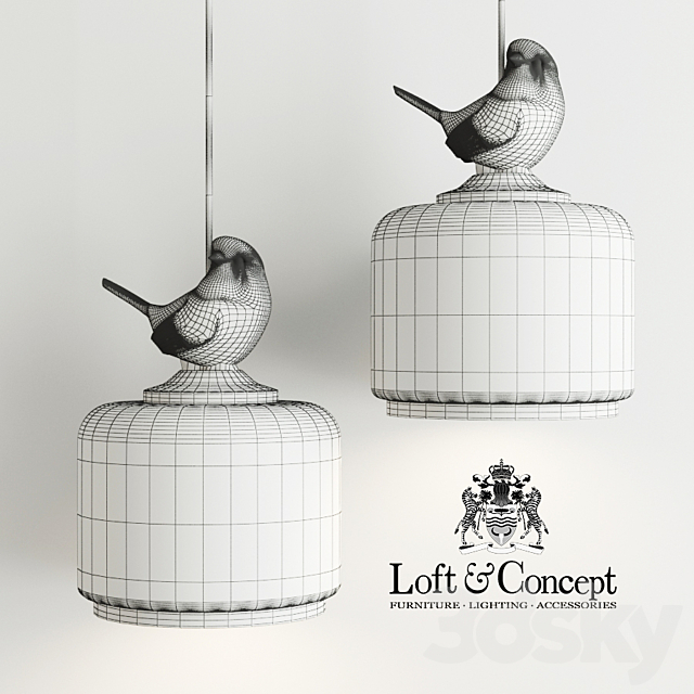 Hanging lamp provence bird pendant 3DSMax File - thumbnail 3